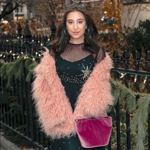 Pink faux fur coat